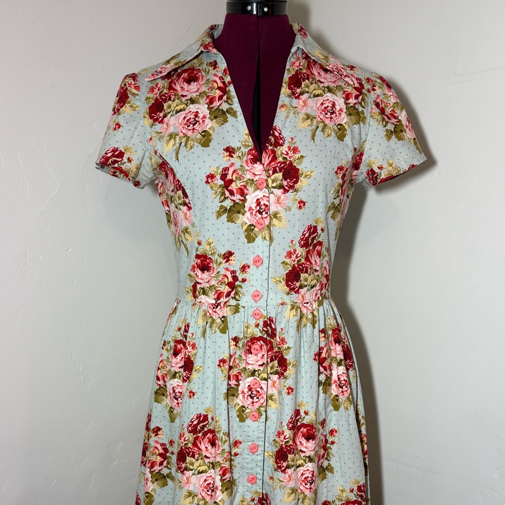 vintage rose print Dolce type 100% cotton hand made washable excellent cond 34